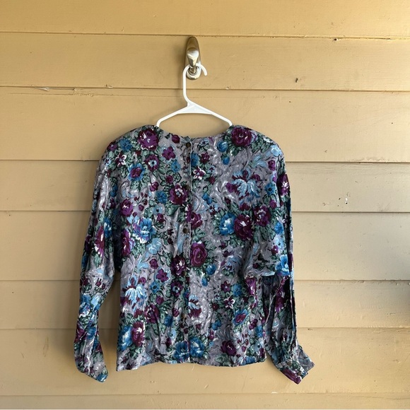 Tangent Floral Long Sleeve Top - Size Small - Vintage Modest Casual - Picture 3 of 8